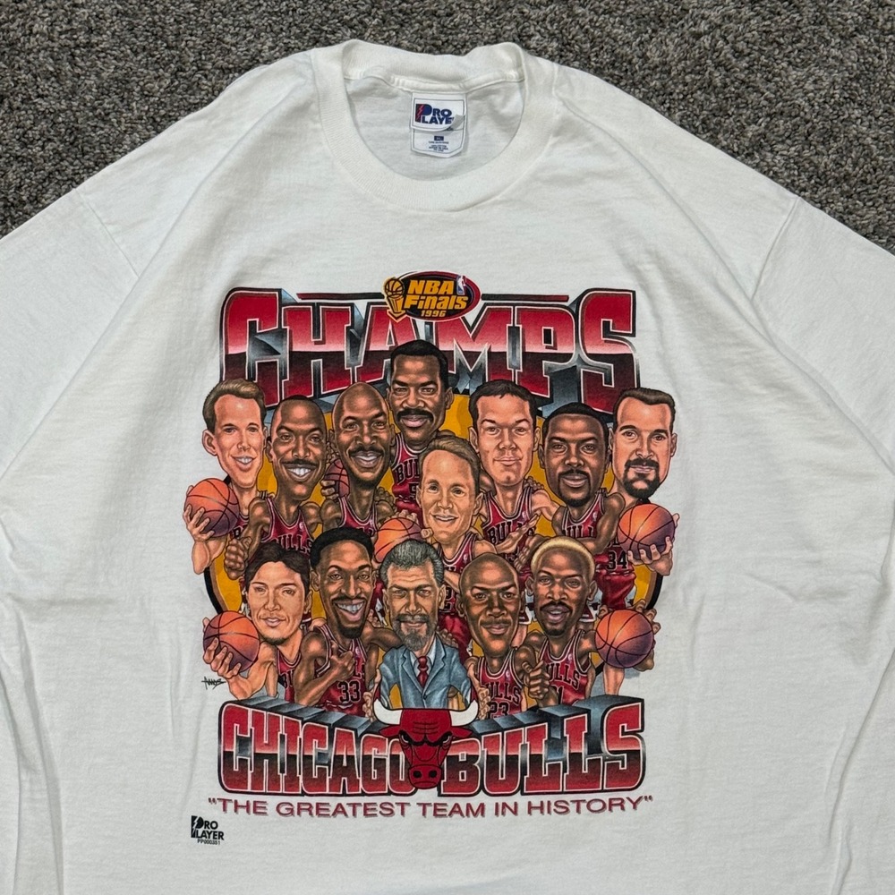 Vintage 1996 Chicago Bulls NBA Finals Champions Pro Player T-Shirt Mens XL - Picture 2 of 6